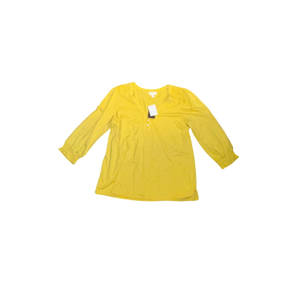 844. J.Jill Women's Yellow Mid Sleeve Casual Fit Shirt Size Small‎ Soft Style